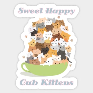 Sweet Happy Cub Kittens Sticker